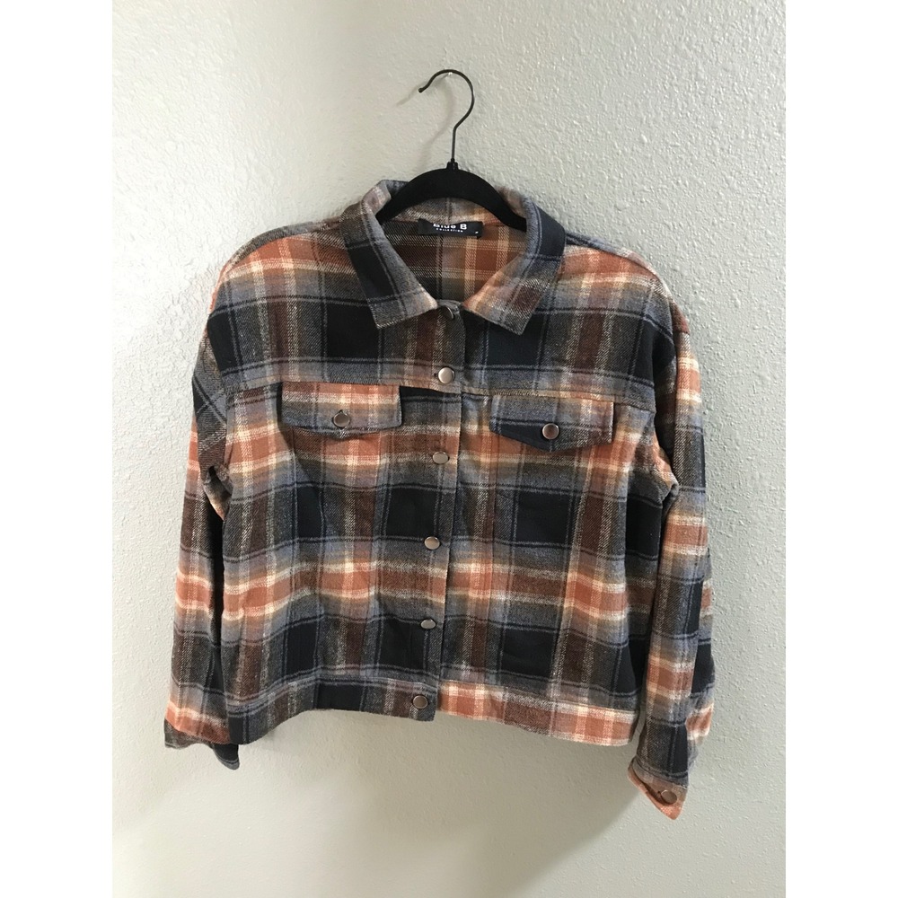 Blue B Collection Plaid Cropped Shacket Jacket M | Cowgirl Western Fall Grunge